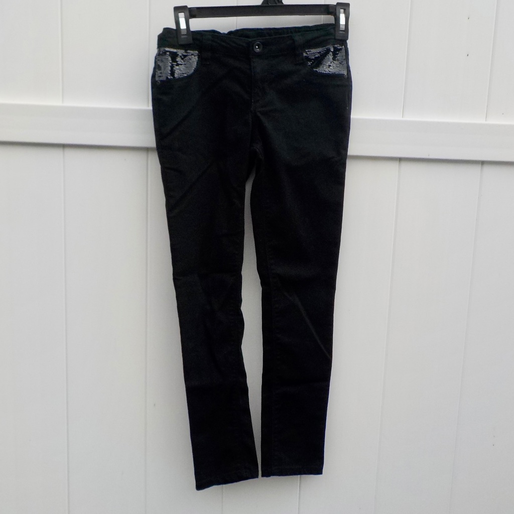 Members Mark "Girls Favorite Knit Denim Black Sequin Pocket Jeans 10/12